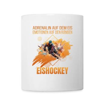 Adrenalin auf dem Eis Emotionen auf den Rängen - Tasse - Weiß - Vorne