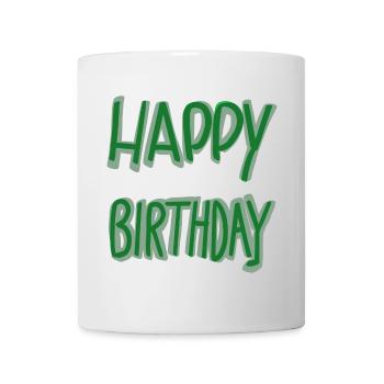 Green Happy Birthday Lettering - Mug - white - Front