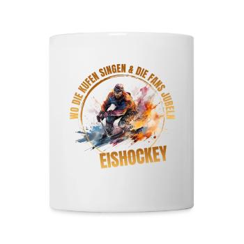 Wo die Kufen singen und die Fans jubeln -Eishockey - Tasse - Weiß - Vorne