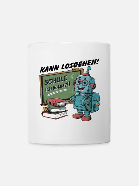 Einschulung erster Schultag kleiner Roboter - Tasse - Weiß