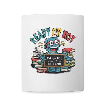 First day of school for small robots - Mug - white - Front