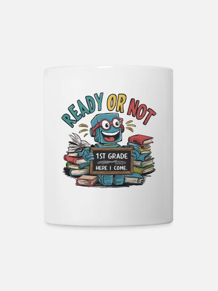 First day of school for small robots - Mug - white