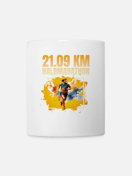 21 09 KM - Halbmarathon - Tasse - Weiß