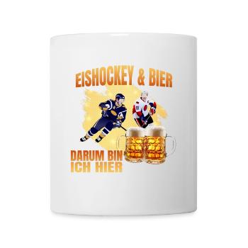 Eishockey und Bier - Darum bin ich hier - Tasse - Weiß - Vorne