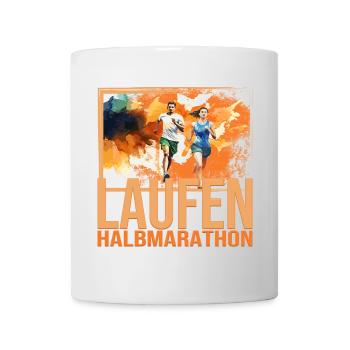 Laufen - Halbmarathon - Tasse - Weiß - Vorne