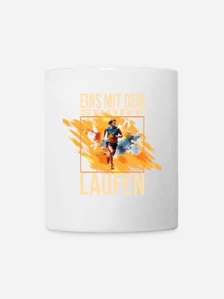 Eins mit dem Sport - Laufen - Tasse - Weiß