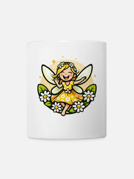 Douce fée marguerite fille fleur sourire - Mug blanc - blanc