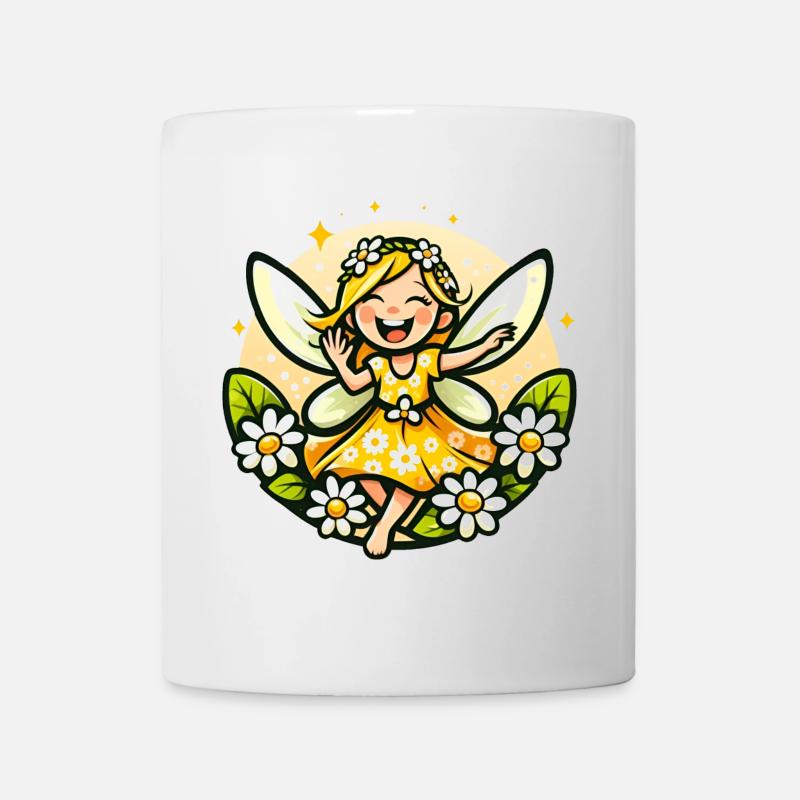 Douce fée marguerite fille fleur sourire - Mug blanc - blanc