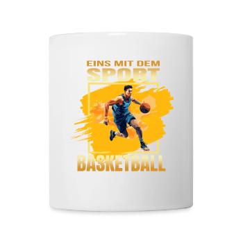 Eins mit dem Sport - Basketball - Tasse - Weiß - Vorne
