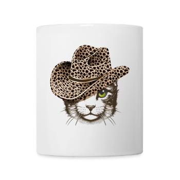 Portrait of a cat with a leopard look hat - Mug - white - Front