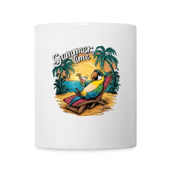 Perroquet d’été relaxon au coucher du soleil - Mug blanc - blanc - Devant