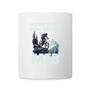 MTB: Lebe den Moment, spüre den Trail - Tasse - Weiß - Vorne