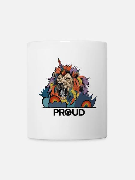Fierté de la licorne du lion LGBTQIA - Mug blanc - blanc