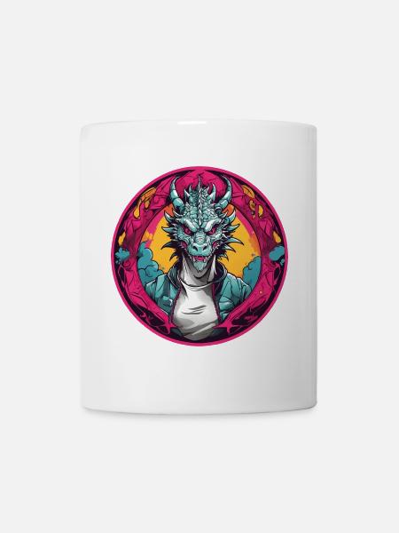 Dragon de feu Dragon Portrait pour Dragon Fans Dragon - Mug blanc - blanc