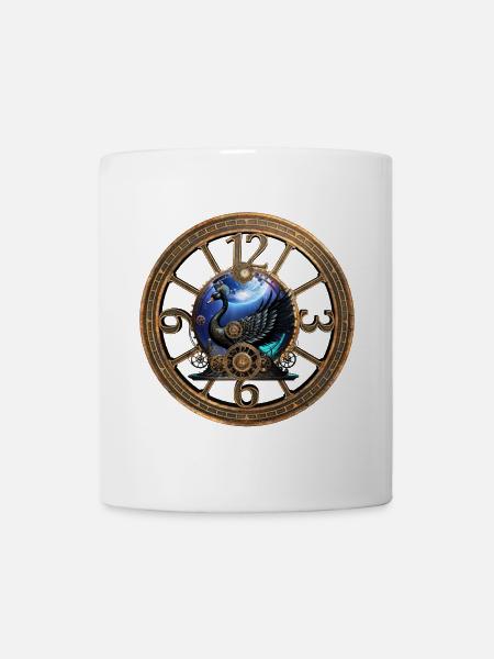 Schwarzer Steampunk-Schwan - Tasse - Weiß