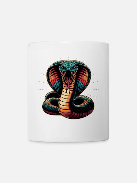 dynamisches und farbenfrohes Cobra-Schlangen Motiv - Tasse - Weiß