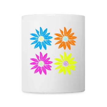 Blumen Pop Art vier Farben - Tasse - Weiß - Vorne