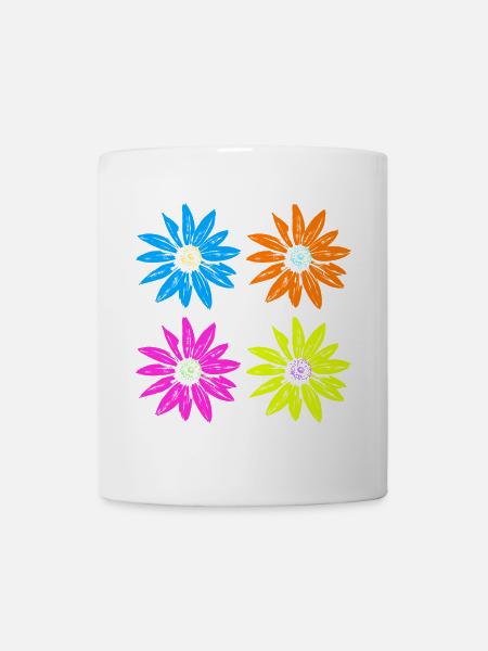 Blumen Pop Art vier Farben - Tasse - Weiß