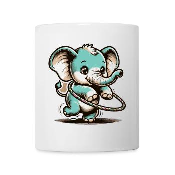 Cute cartoon elephant with hula hubs - Mug - white - Front