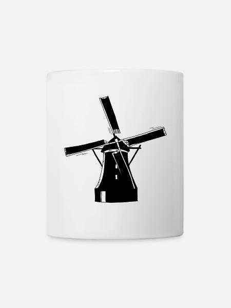 Windmühle schwarz - Tasse - Weiß