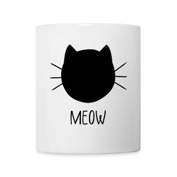 MEOW Katzenkopf Silhouette - Tasse - Weiß - Vorne