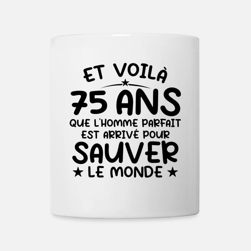 75 ans Cadeau anniversaire 75 ans Homme - Mug blanc - blanc