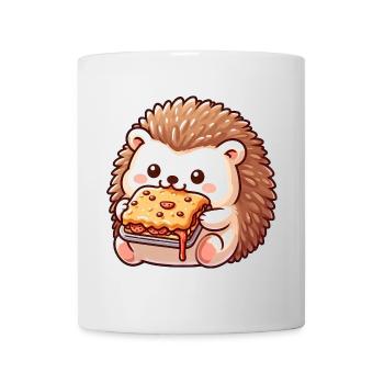 Süßer Igel isst Lasagne italienisches Essen - Tasse - Weiß - Vorne