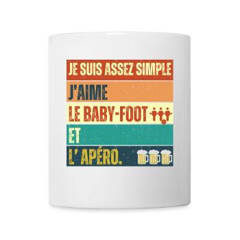 J' aime le baby-foot et l' apéro cadeau vintage - Mug blanc - blanc - Devant