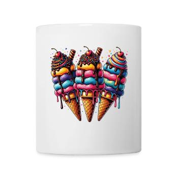 Drei bunte leckere dekorierte Eistüten - Tasse - Weiß - Vorne