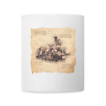 Steam locomotive, railway vintage art for train drivers - Mug - white - Front