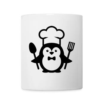Penguin Chef Silhouette Minimalist with Spoon - Mug - white - Front