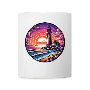 Lighthouse Sunset Ocean Sea - Mug - white - Front