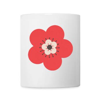 Rote & cremefarbene Blume - Tasse - Weiß - Vorne