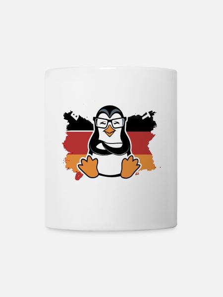 Humorvoller Pinguin mit Spruch und Flagge - Tasse - Weiß