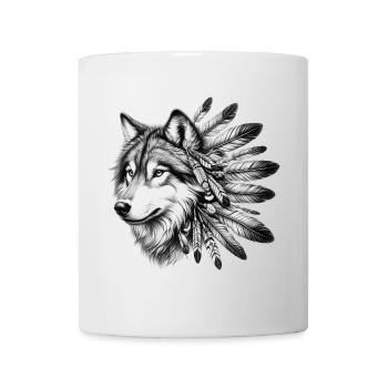 Loup amérindien Peau rouge américaine - Mug blanc - blanc - Devant