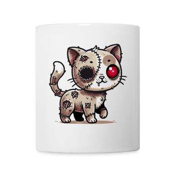 chat kawaii zombie effrayant pour s’amuser à Halloween - Mug blanc - blanc - Devant