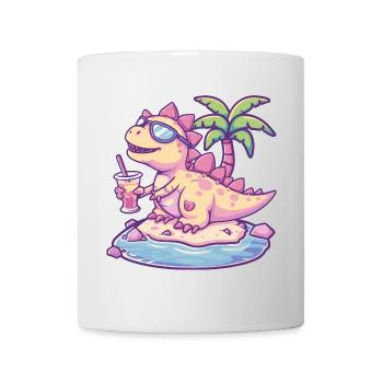 Dinosaur stegosaurus island palm tree - Mug - white - Front