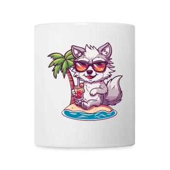 Wolf Summer Beach Comic - Mug - white - Front