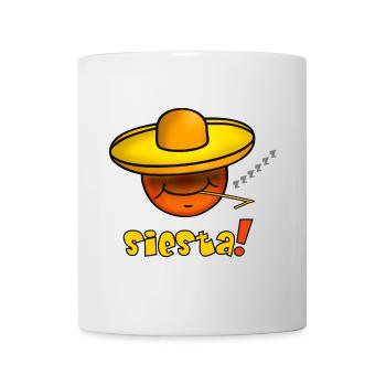 Siesta - Lustiges Emoticon mit Sombrero Hut  - Tasse - Weiß - Vorne