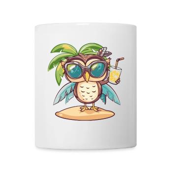 Owl Summer Beach Comic - Mug - white - Front