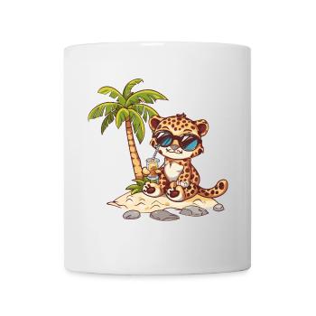 Leopard Sommer Strand Comic - Tasse - Weiß - Vorne