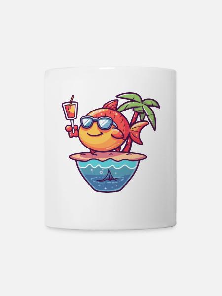 Fisch Sommer Ozean Comic - Tasse - Weiß