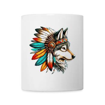 Loup amérindien Peaux-rouges d’Amérique - Mug blanc - blanc - Devant