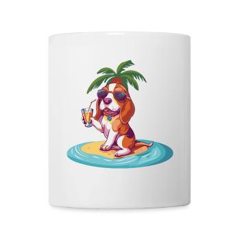 Beagle Dog Summer Beach Comic - Mug - white - Front