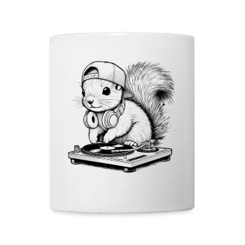 motif d’écureuil cool en tant que DJ avec des écouteurs - Mug blanc - blanc - Devant