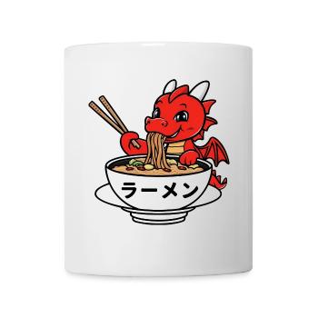 Niedlicher Drache genießt japanische Ramen - Tasse - Weiß - Vorne
