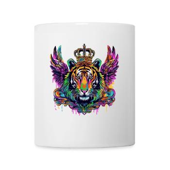 Tiger Wappen Porträt Bunt - Tasse - Weiß - Vorne