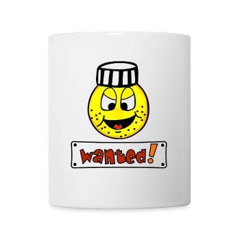 Wanted - Lustiges Emoticon Häftling  - Tasse - Weiß - Vorne