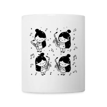 Cartoon Saxophone Girl - Mug - white - Front