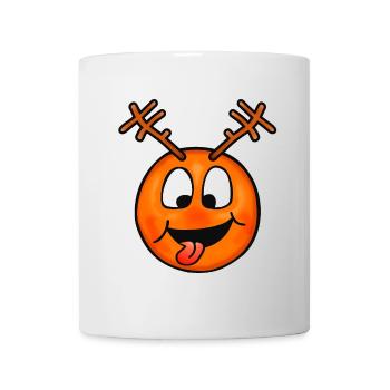 Funny Crazy Deer Emoticon - Mug - white - Front
